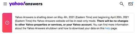 Yahoo answers shutting down