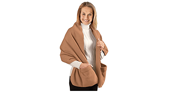 fleece wrap shawl with pockets