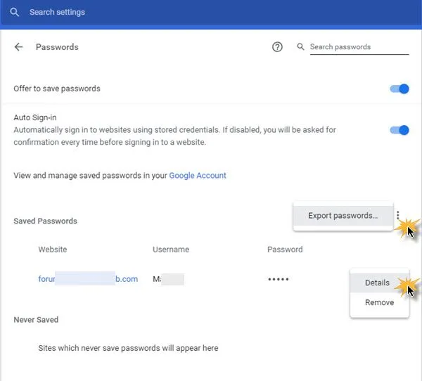 View saved passwords in chrome 2