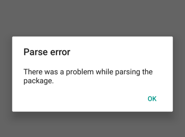 Android Problem Parsing The Package Error 1