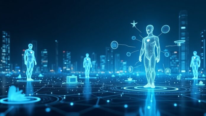 Flux_Dev_A_futuristic_digital_landscape_showing_multiple_auton_3 Agentic AI